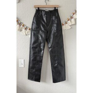 Evereve Pistola Taylor Vegan Leather Barrel Leg Pant Slateblack Grunge Fall 25